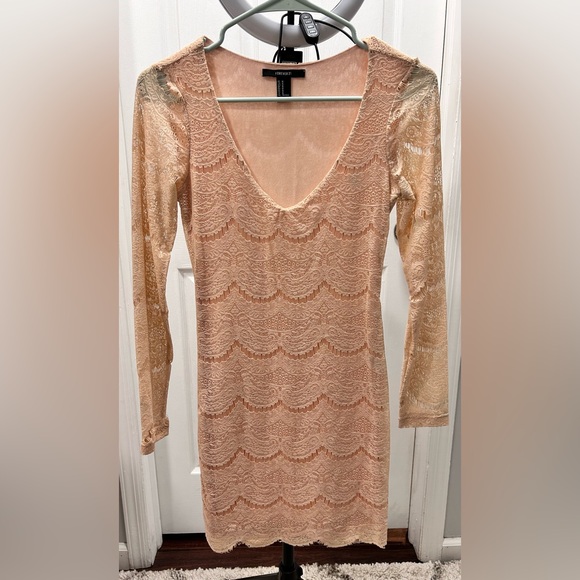 Lace Long Sleeve Dress in Peach - Picture 1 of 3